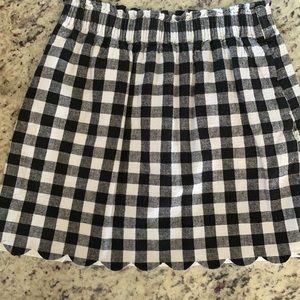 Black and white J.Crew checkered lined skirt